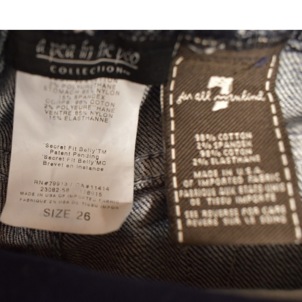 7 For All Mankind Dark Wash Wide Leg Maternity Jeans with Black Panel - Picture 7 of 8